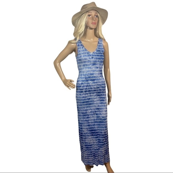 BLUE and white striped tie-dye maxi sundress - Picture 1 of 7